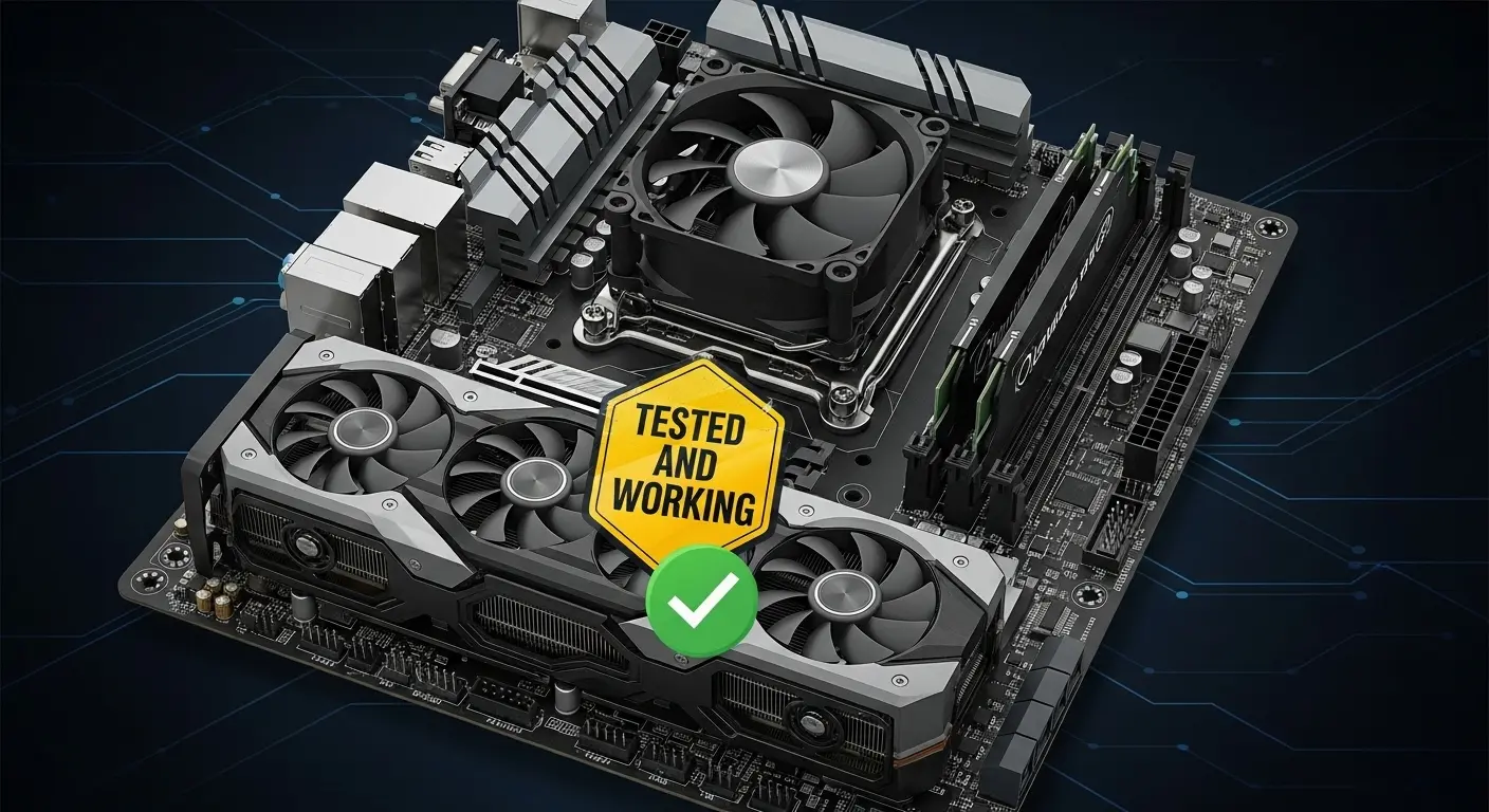 マザーボードとPCパーツをセットで売る様子。