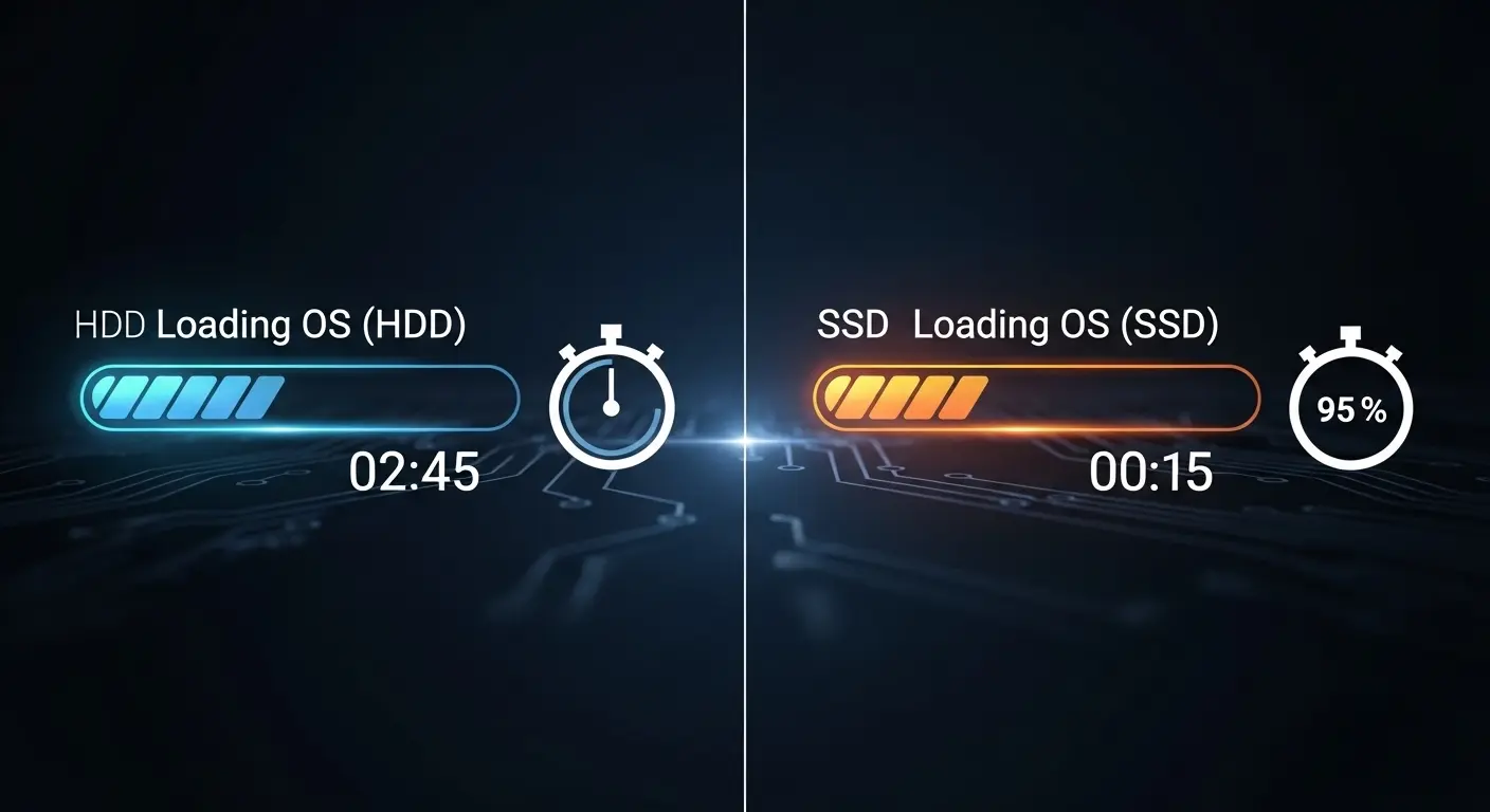HDDとSSDでのOS起動時間の比較