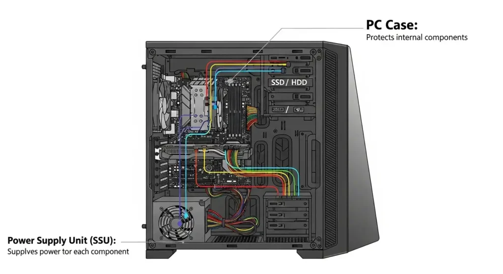 PCケースと電源ユニット