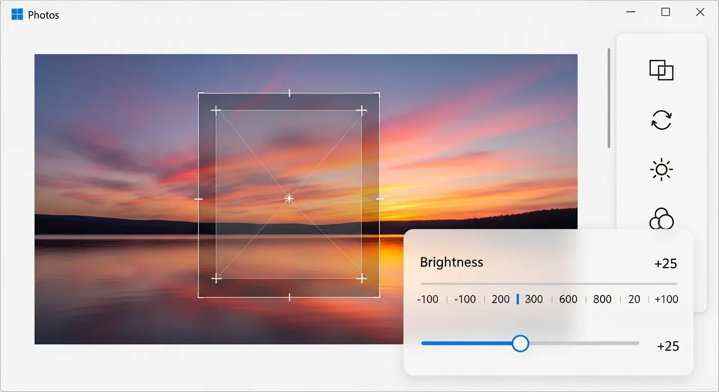 フォトアプリで画像を編集している画面。