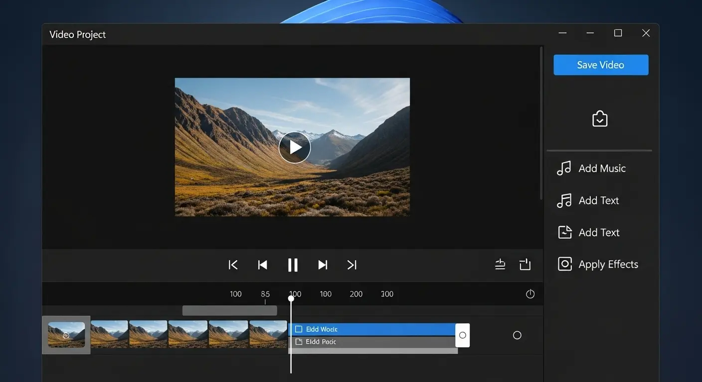 フォトアプリの動画編集画面。