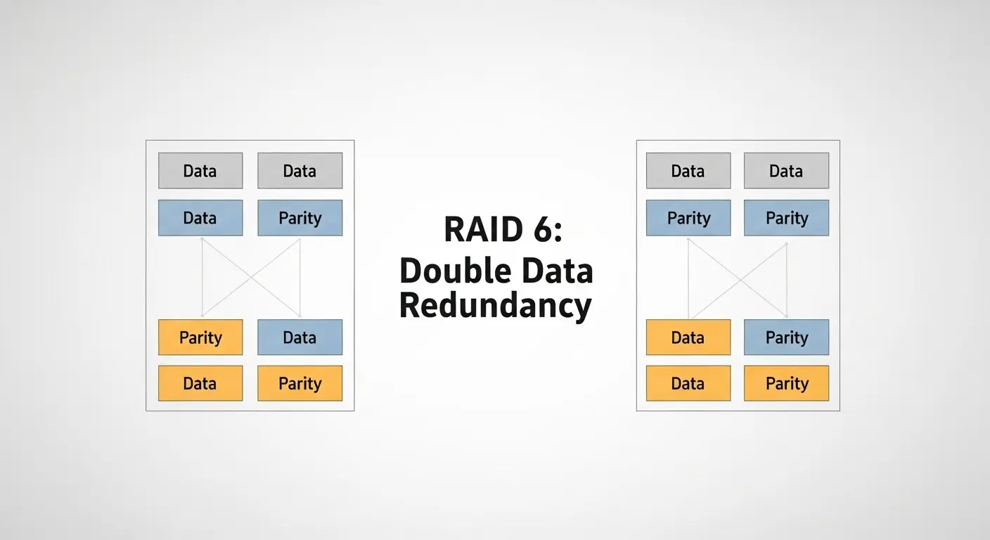 RAID 5とRAID 6の比較図。