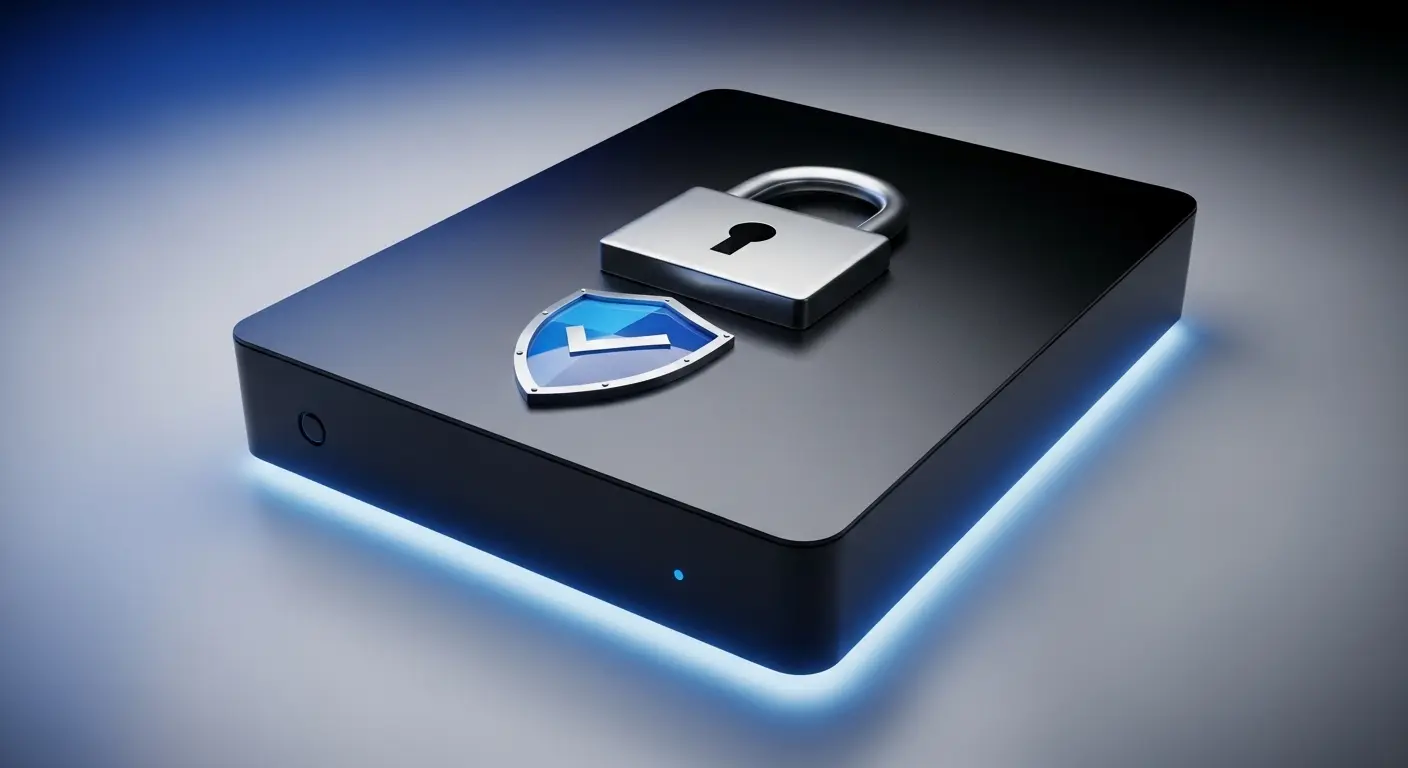 パスワード保護された外付けHDD。
