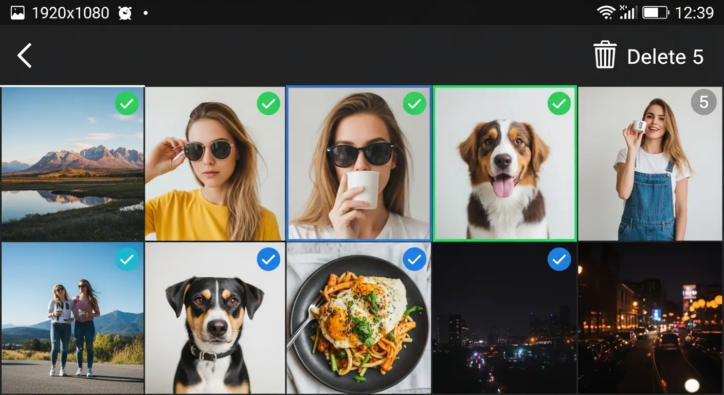 スマホで不要な写真を削除している画面