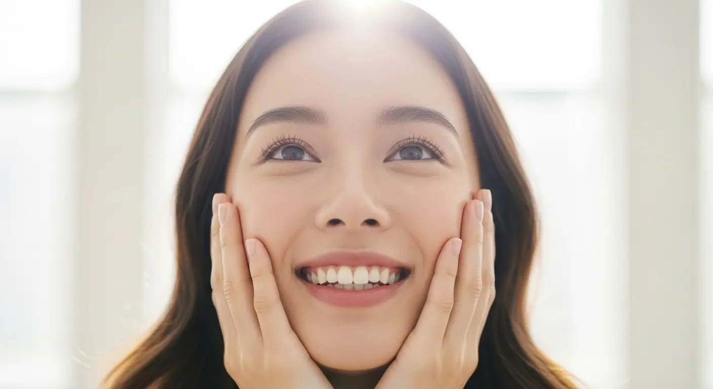 治療後、滑らかな肌になった人物。