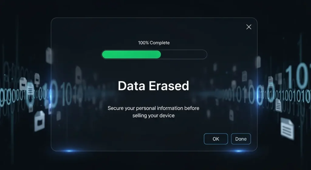 SSDのデータを消去している様子。