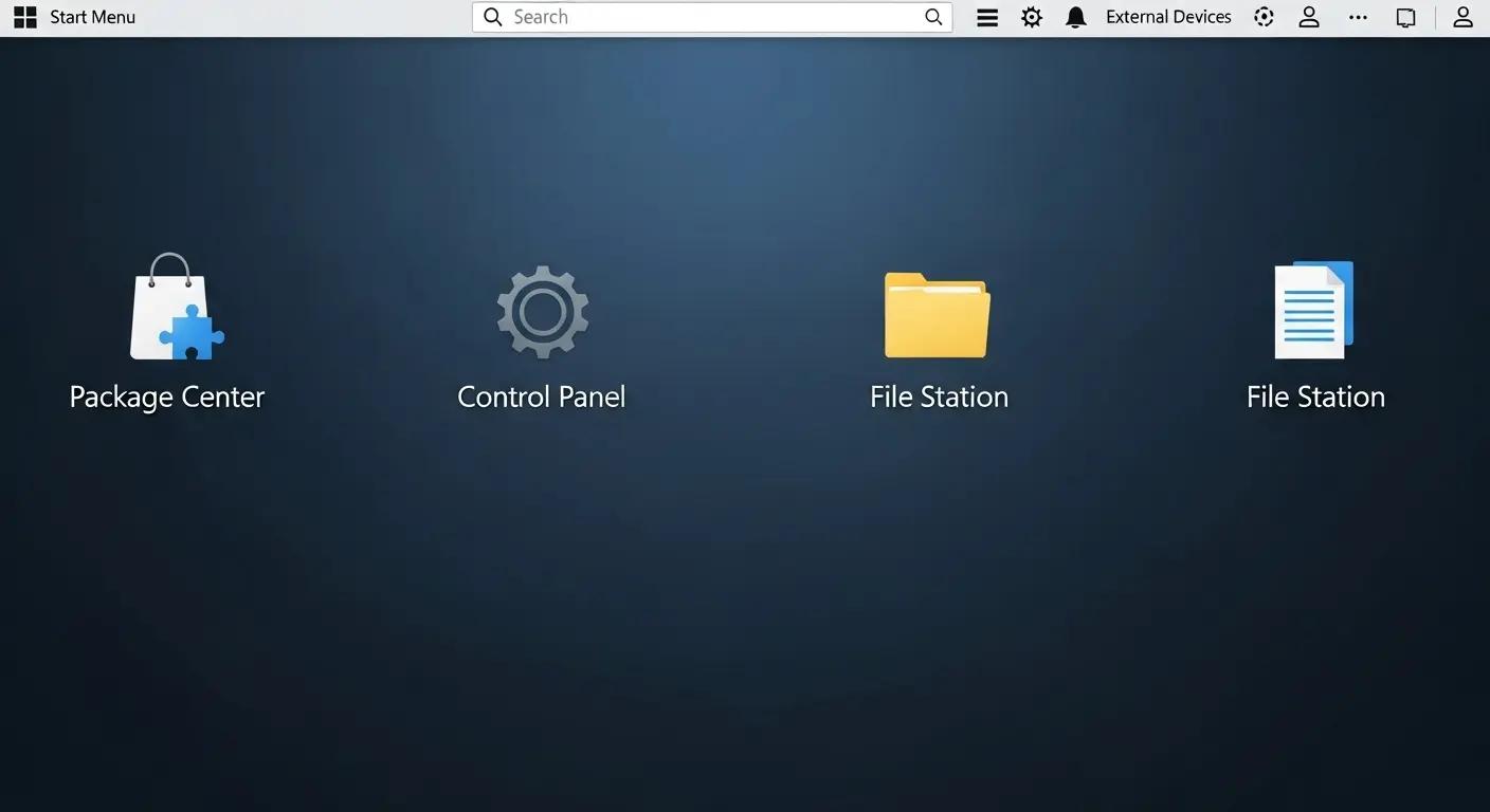 Synology DSMのデスクトップ画面。
