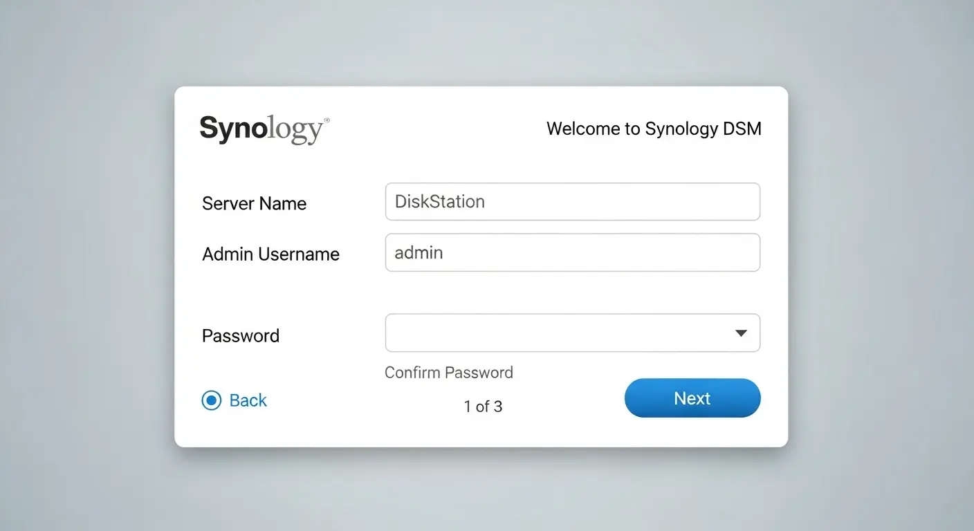 Synology DSMの初期設定画面。