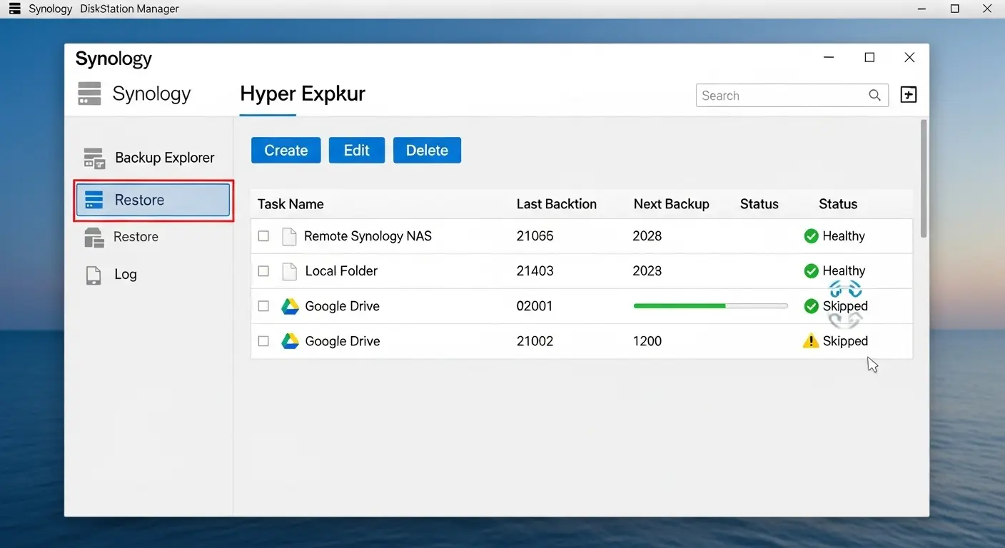 Synology Hyper Backupの画面。