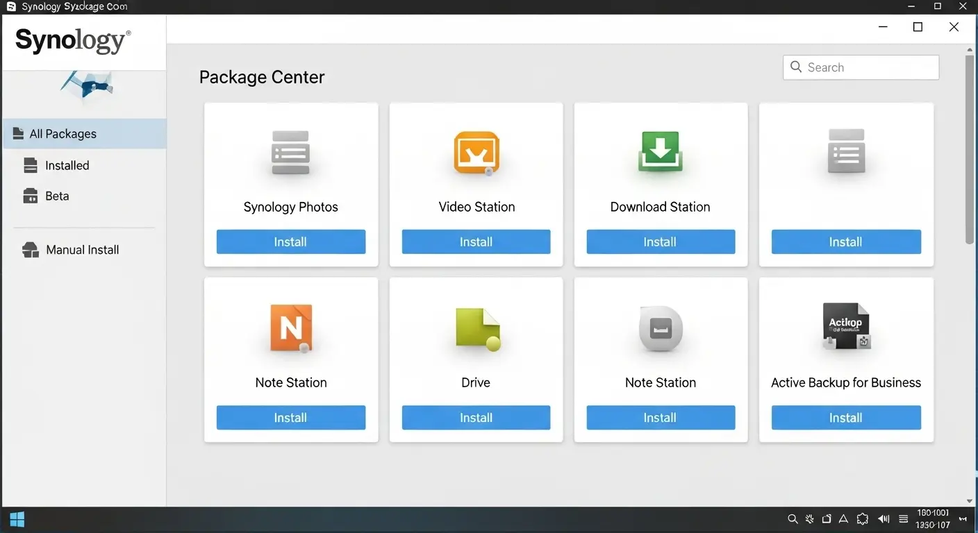 Synologyのパッケージセンター画面。