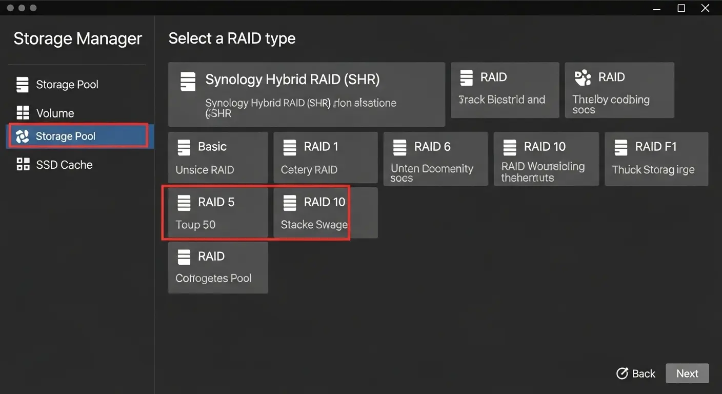 Synologyストレージプールの作成画面。