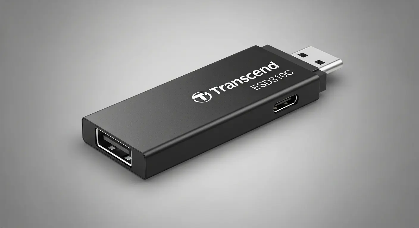Transcend ESD310Cスティック型外付けSSDのイメージ画像。