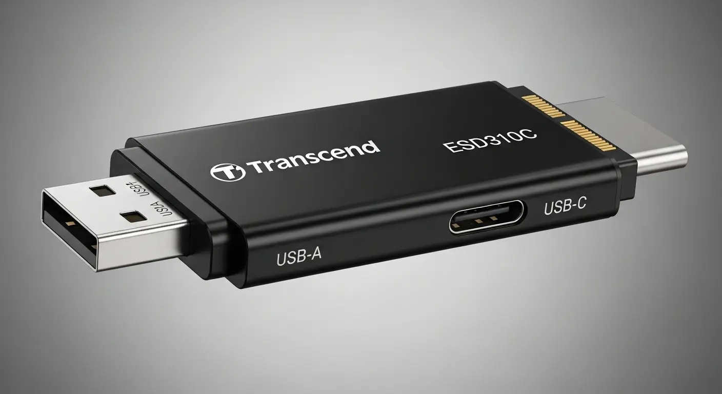 Transcend ESD310Cスティック型外付けSSDのイメージ画像。