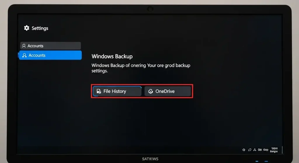 Windowsのバックアップ設定画面
