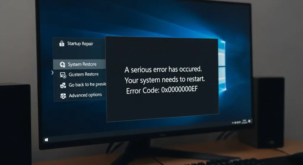 Windowsのエラーと回復画面