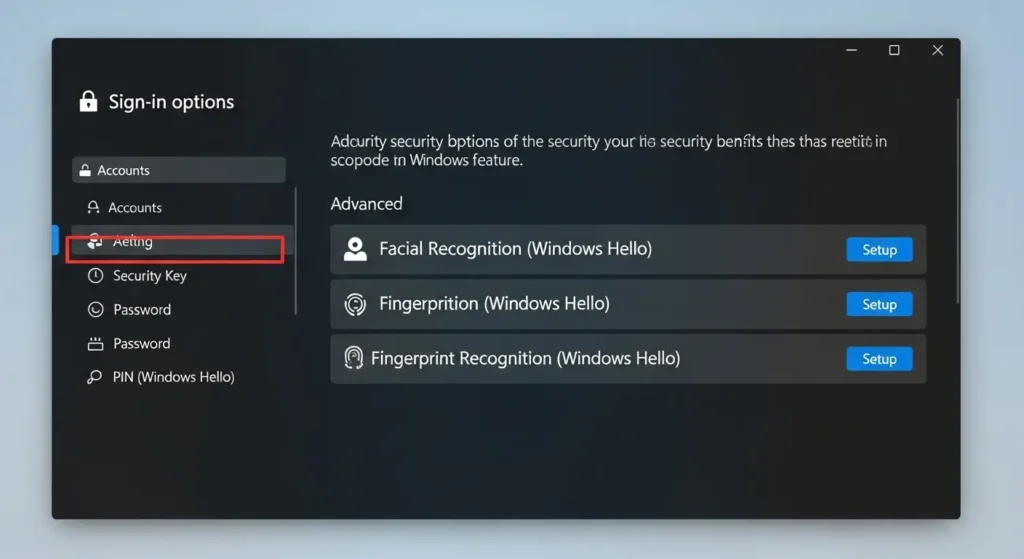 Windows Hello生体認証の設定