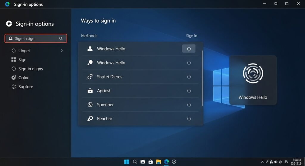 Windows Helloの設定画面