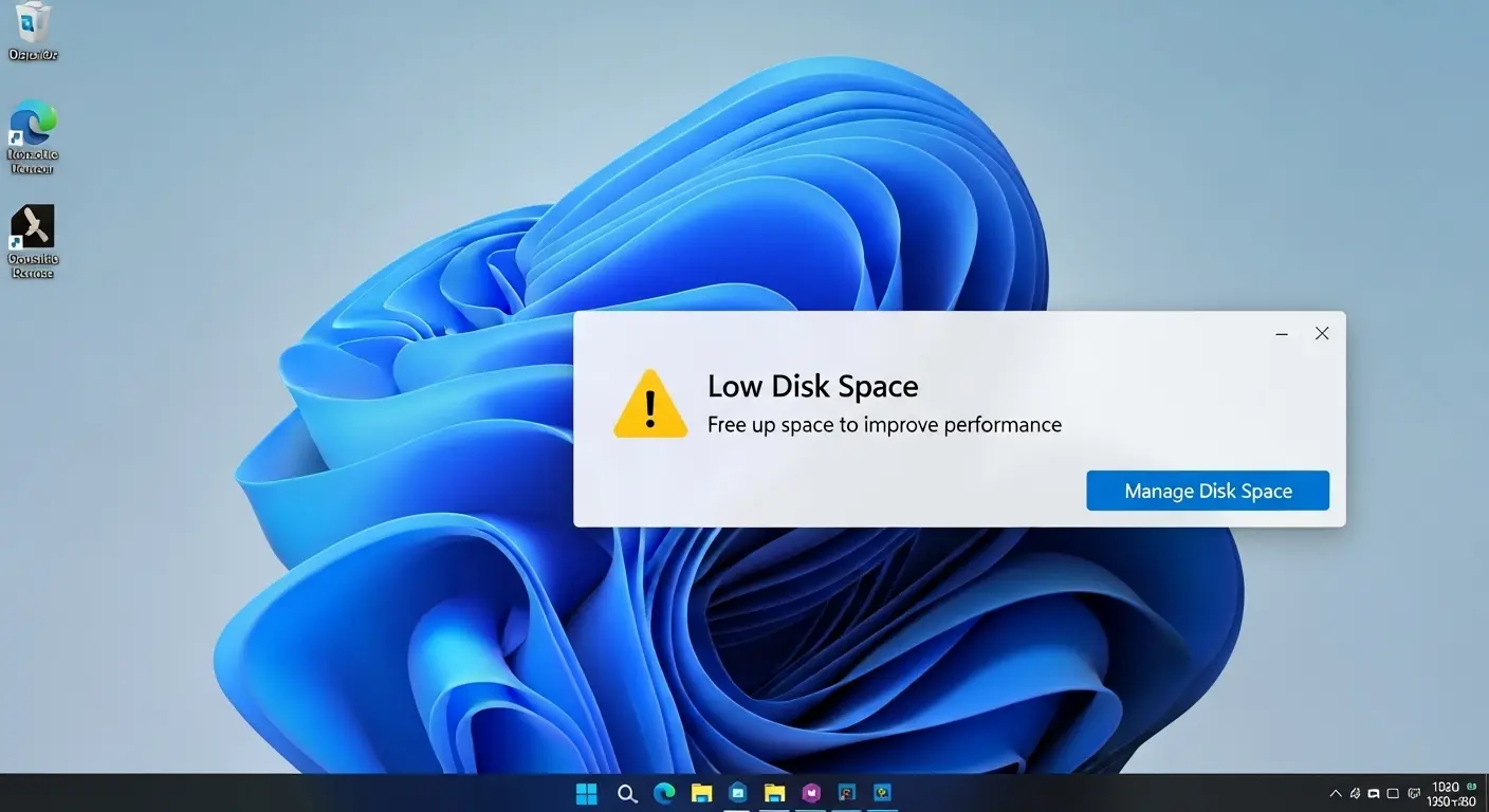 Windows11のストレージ不足警告画面