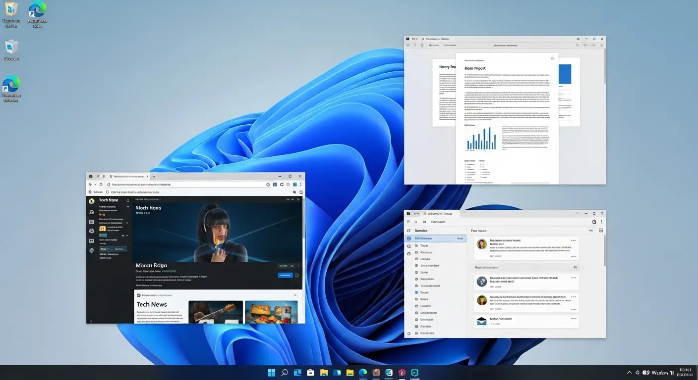 Windows 11のスナップレイアウト機能。