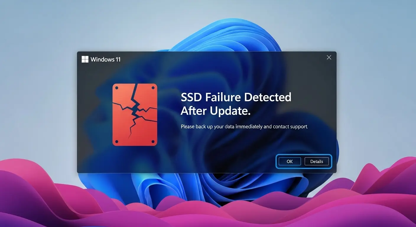 Windows 11アップデート後のSSD故障警告。