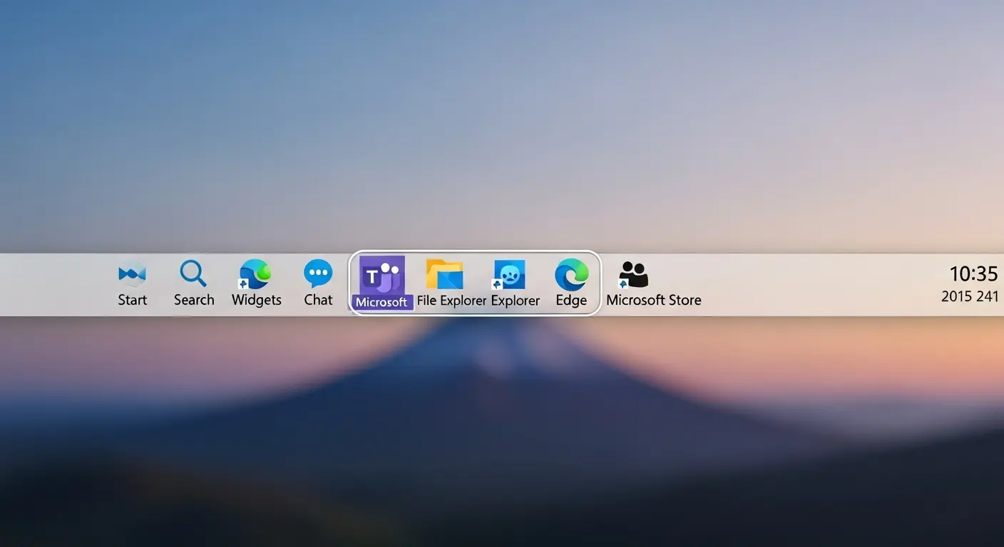 Windows 11のタスクバーに統合されたTeamsアイコン。