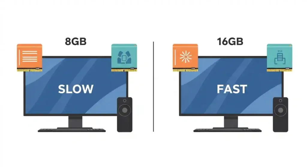 8GBと16GBのメモリ比較