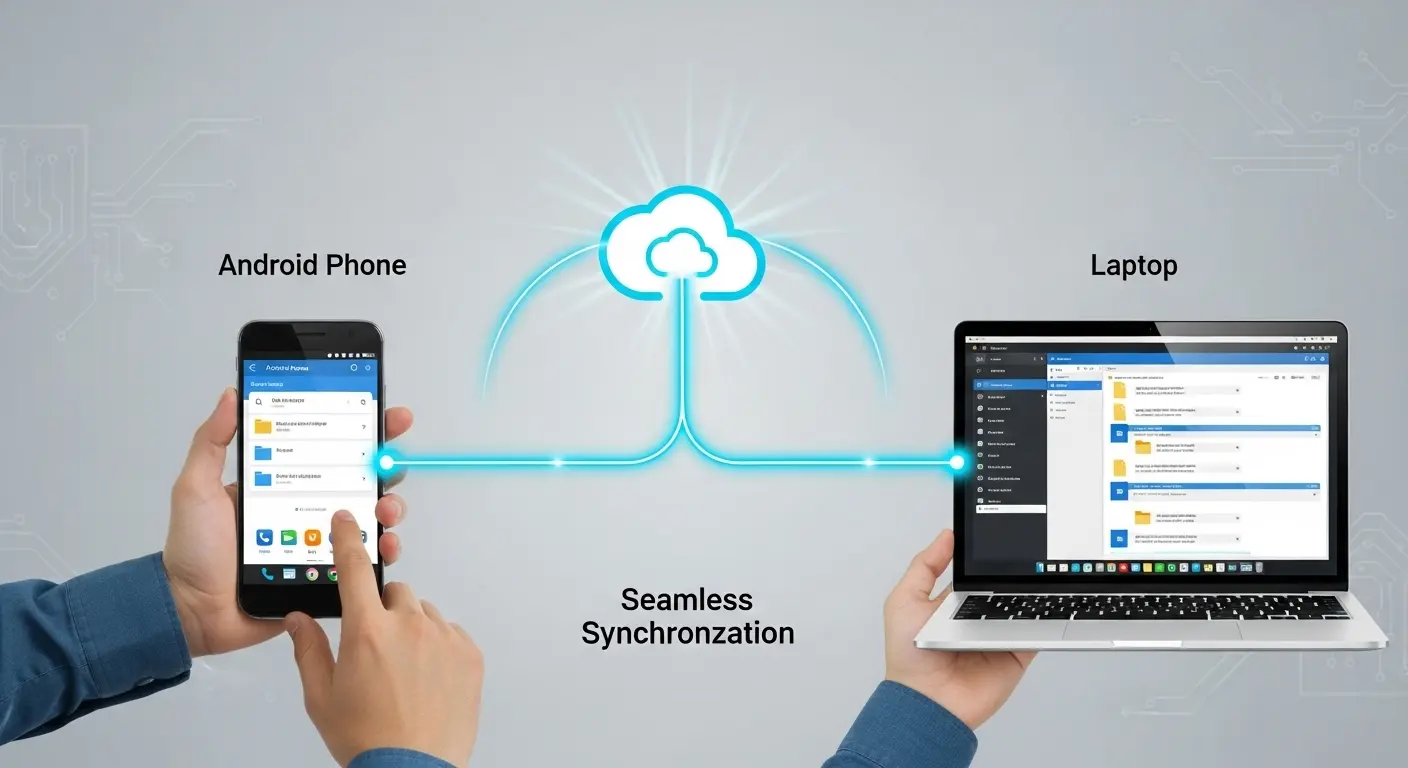 AndroidスマホとPC間でパスワードが同期されている様子。