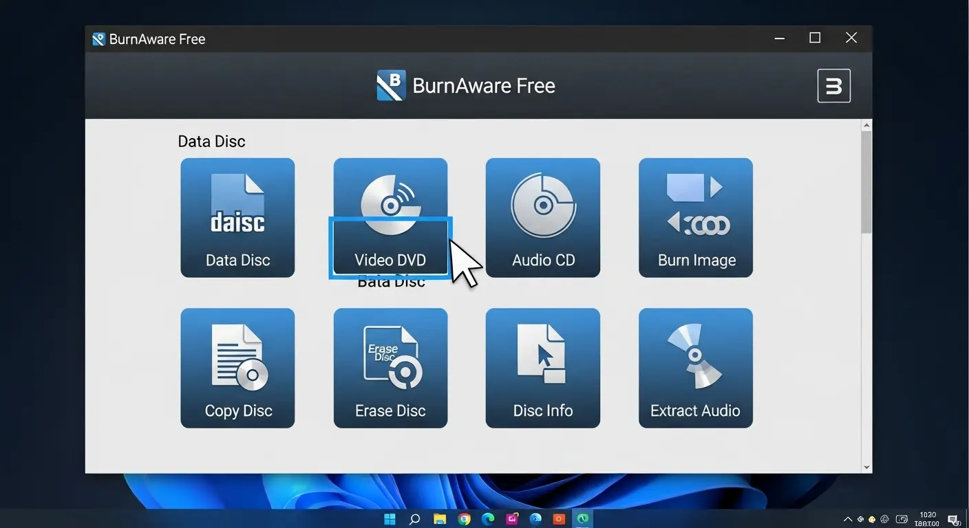 BurnAware Freeのソフトウェア画面