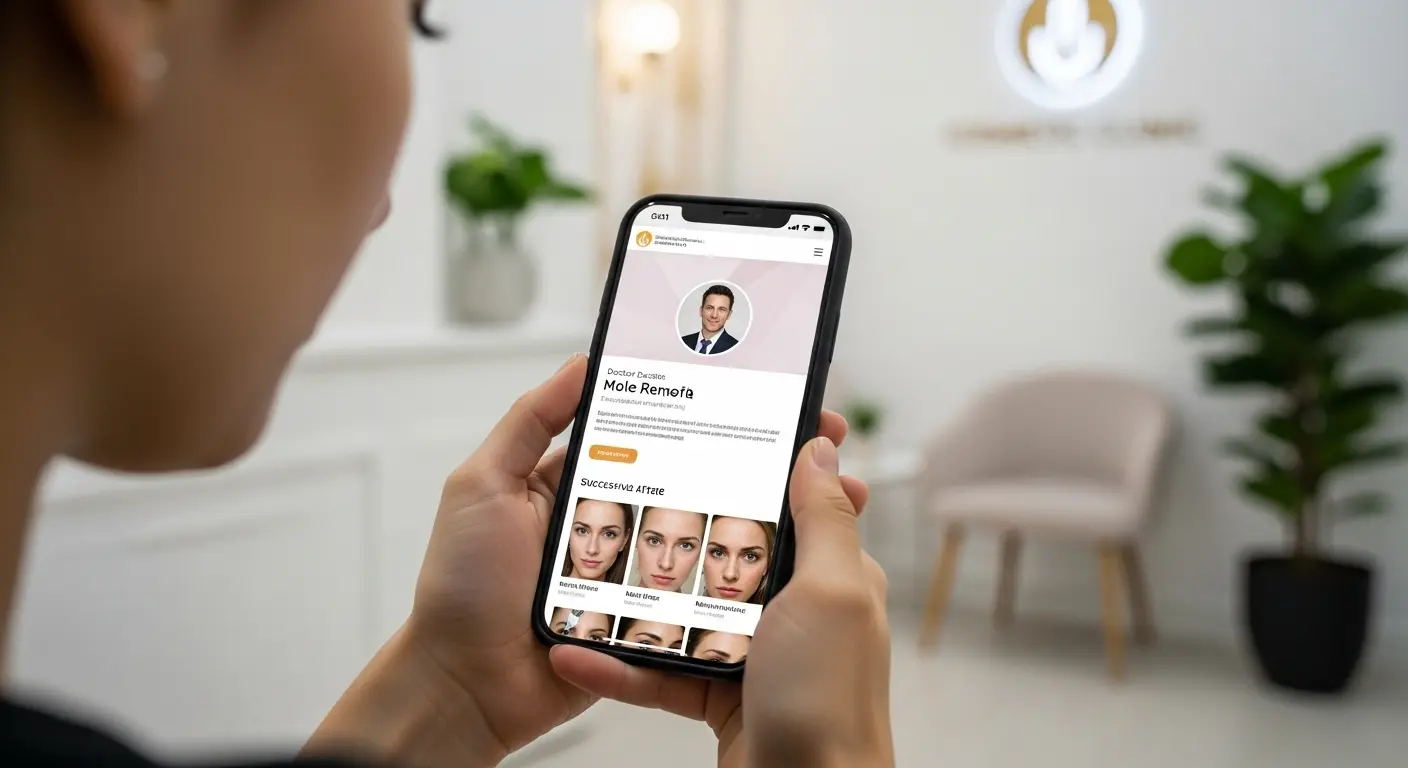 スマートフォンでクリニックを検索する様子