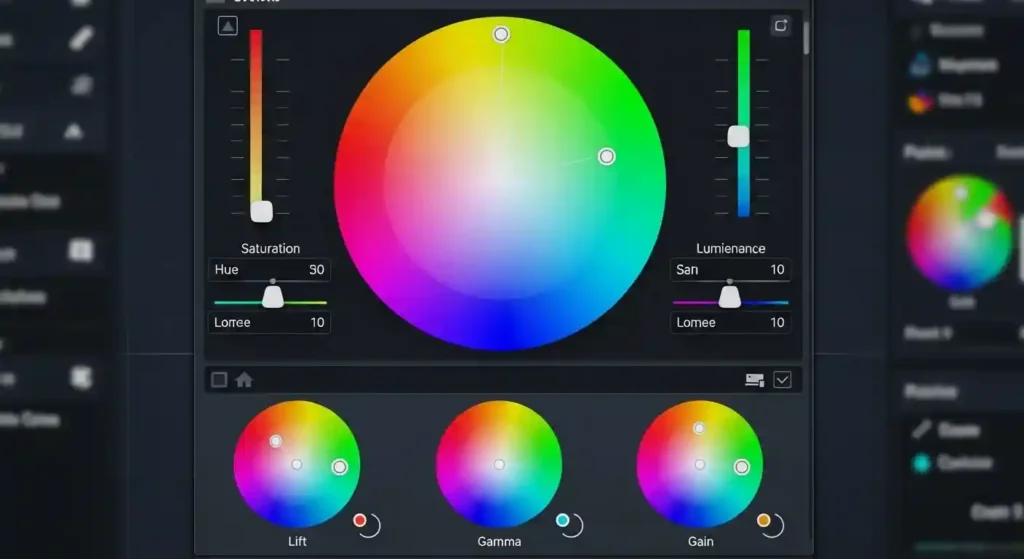 DaVinci Resolveのカラーグレーディング画面