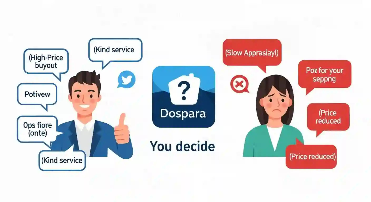 ドスパラの買取サービスの評判を比較するイラスト。