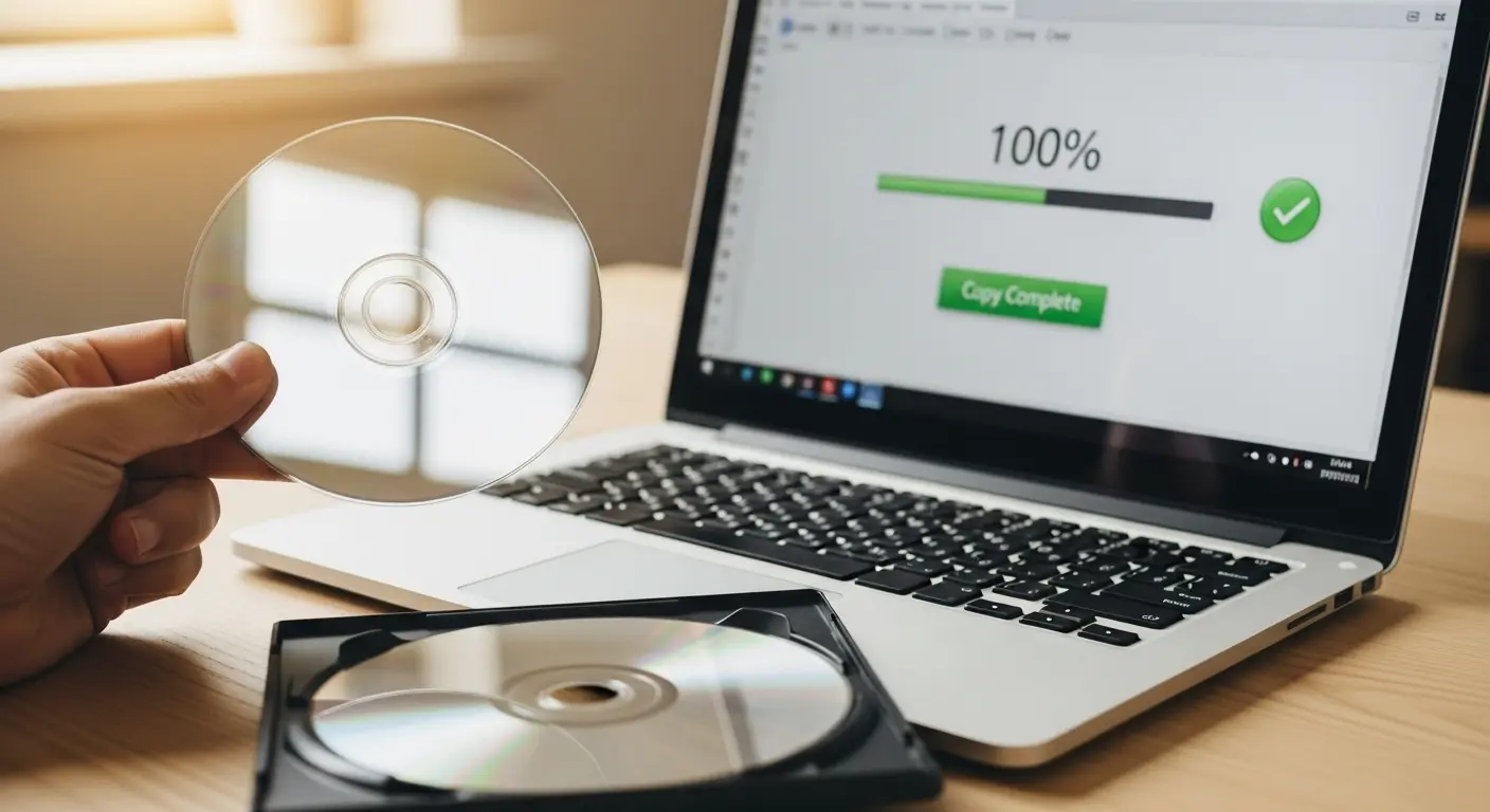 パソコンでDVDコピーが完了した様子