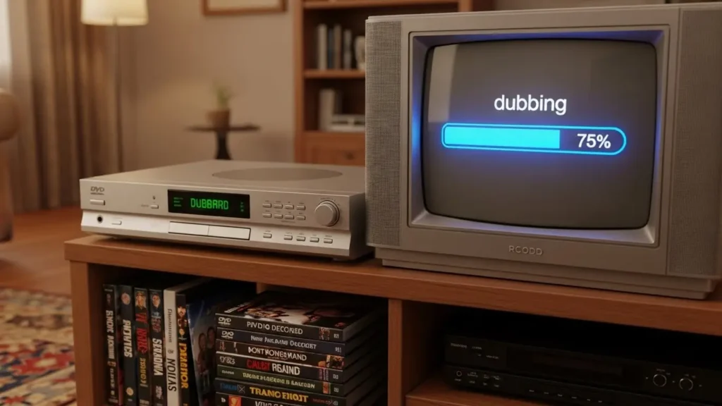 DVDレコーダーでのダビング作業と録画ディスクのイメージ