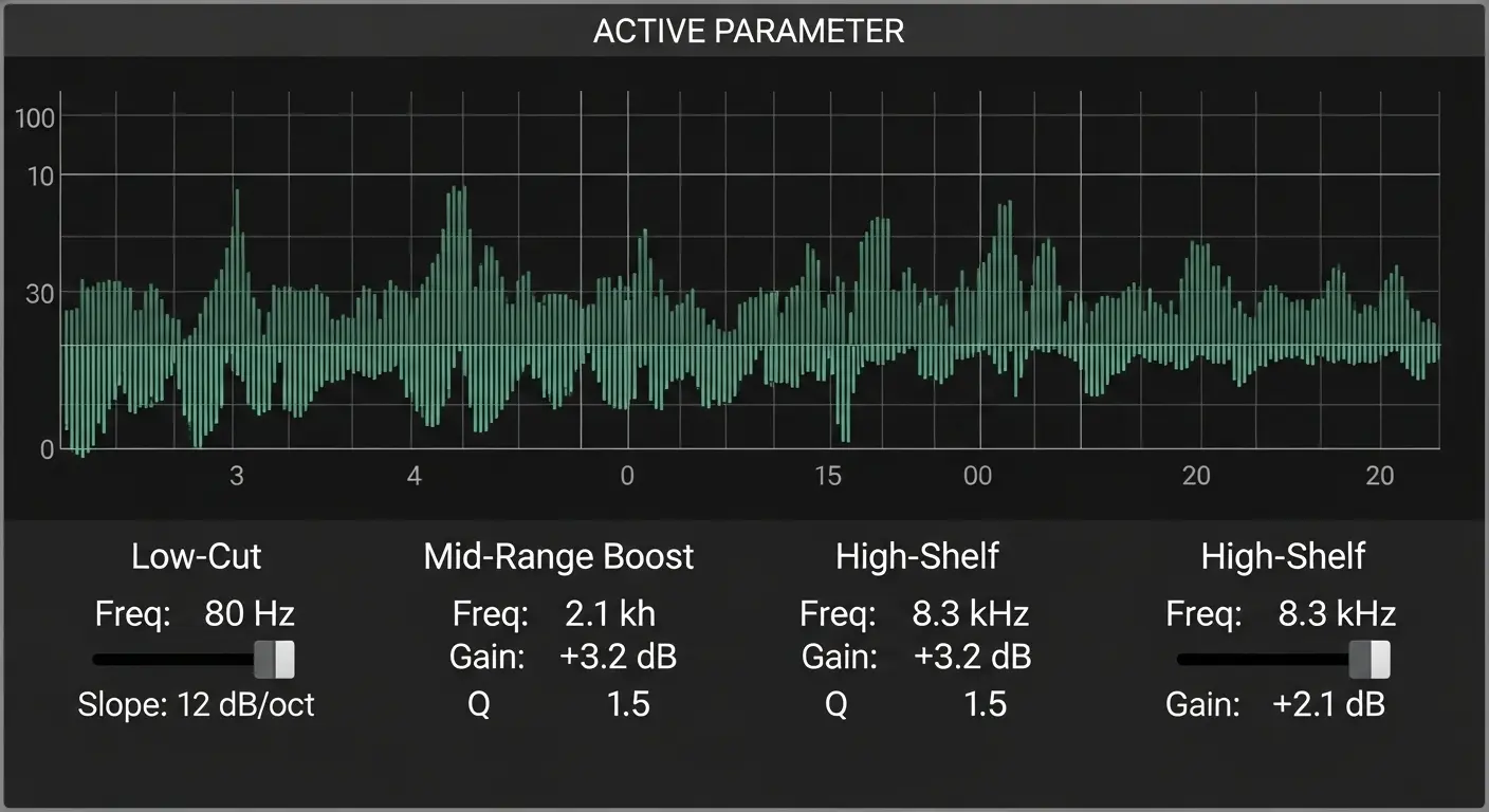 EQ(イコライザー)プラグインの操作画面