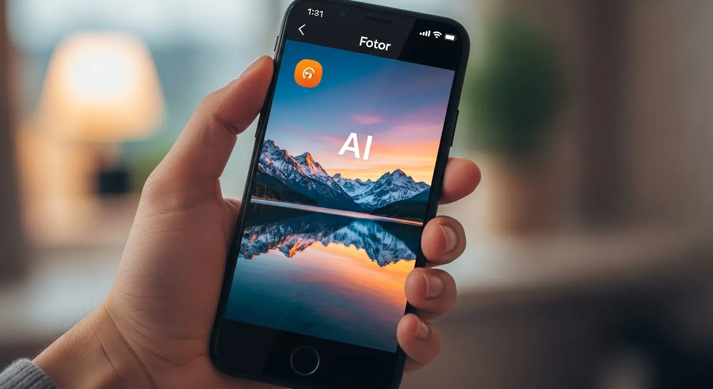 Fotorアプリで幻想的な風景をAI生成している様子