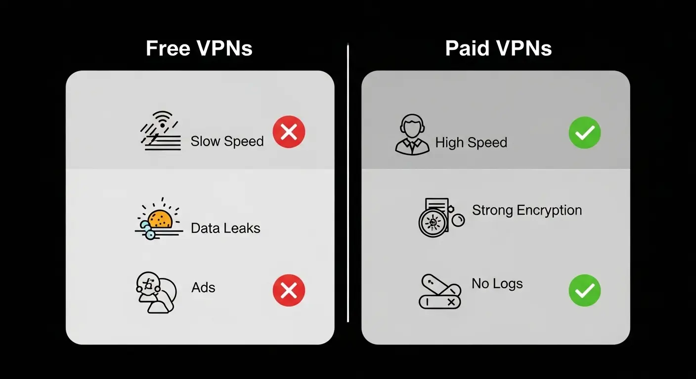 無料VPNと有料VPNの比較表