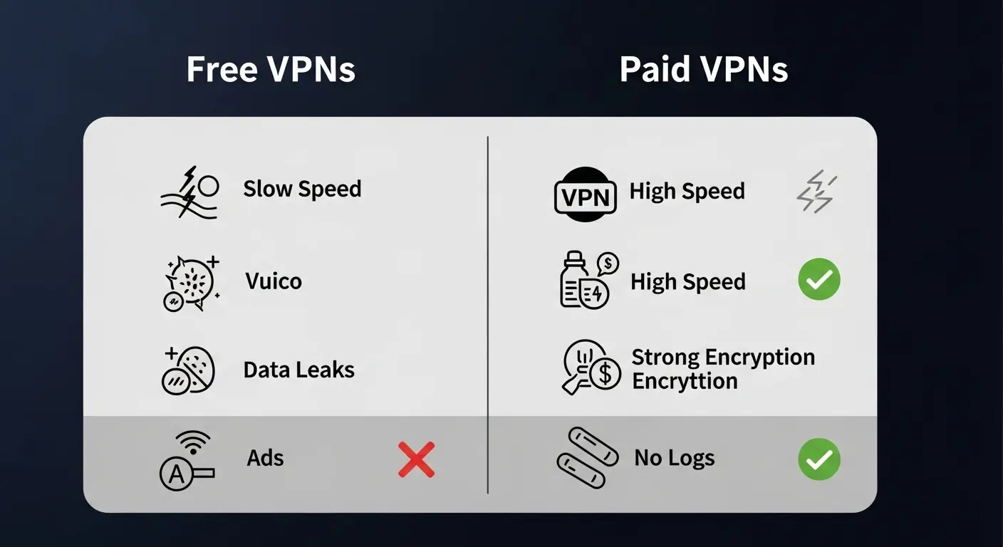 無料VPNと有料VPNの比較表