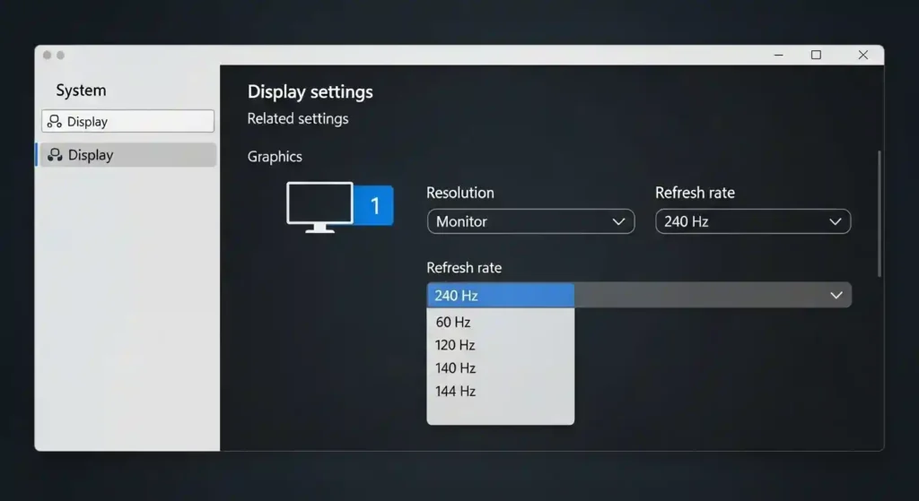 Windowsでのリフレッシュレート設定