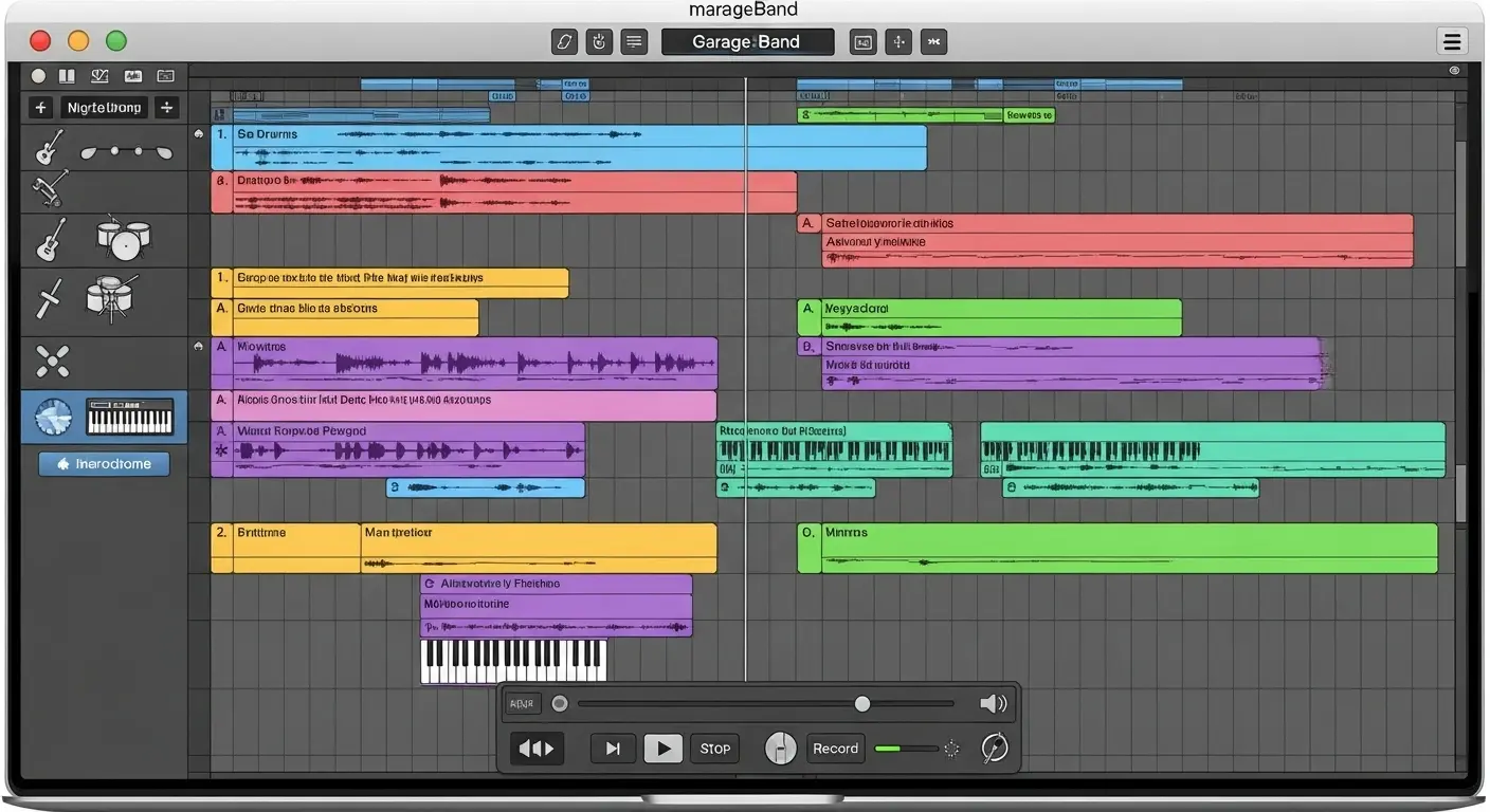 MacとiPhoneで使える無料DAWソフトGarageBandの画面