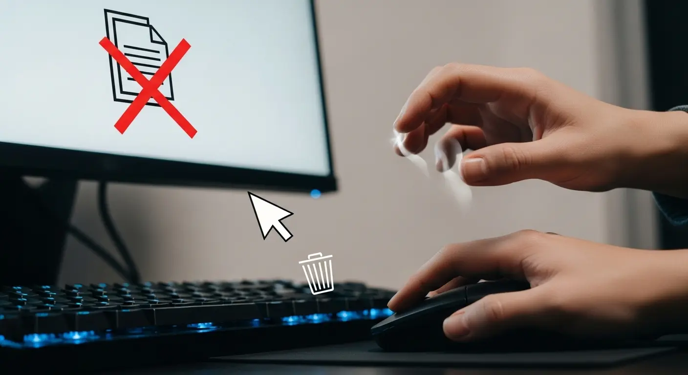 Windowsのゴミ箱からファイルを削除して困っている人の手元