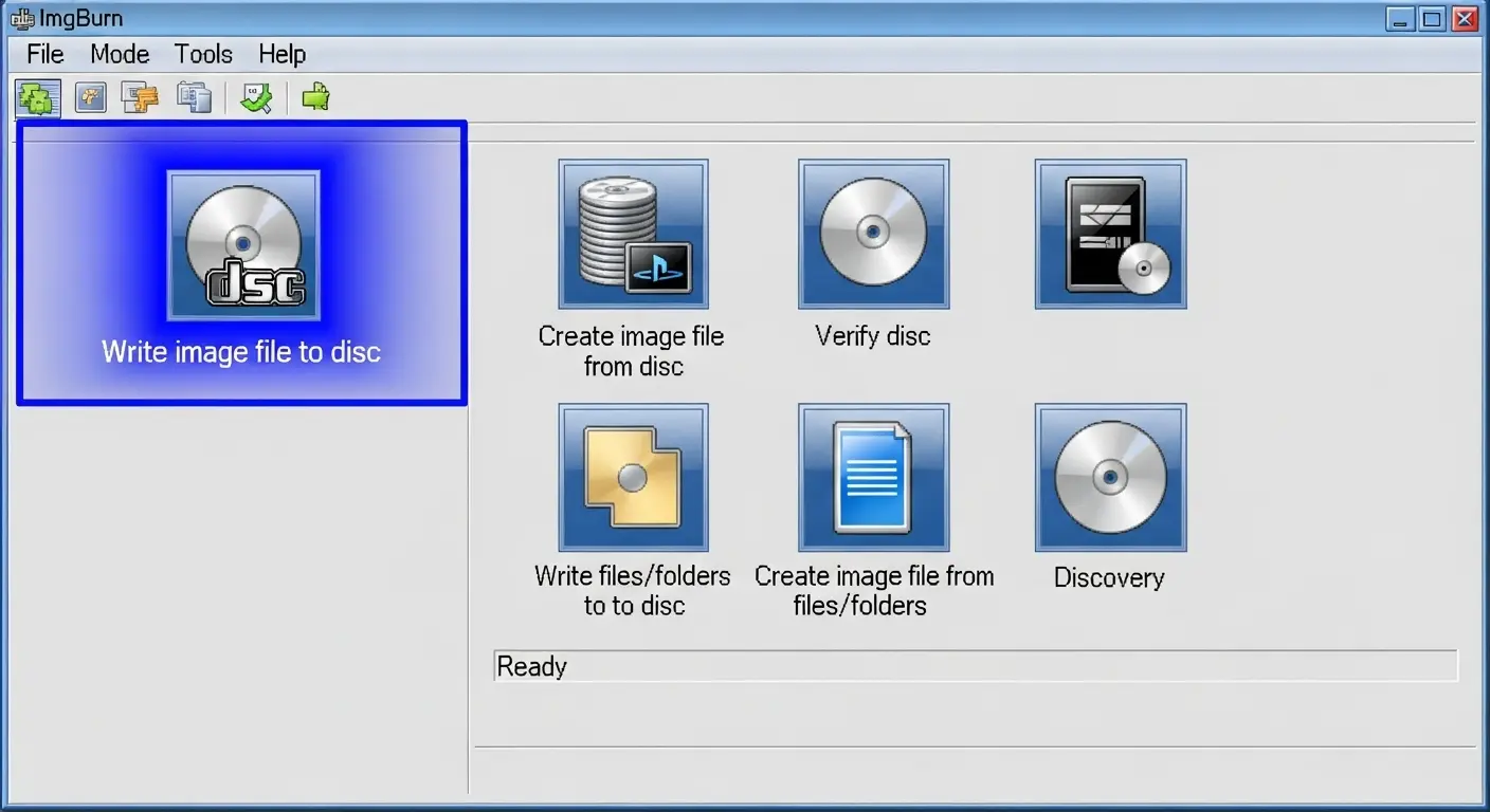 無料ライティングソフトImgBurnの画面イメージ画像