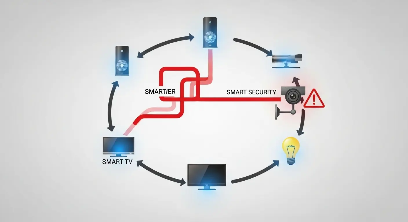  IoT機器の脆弱性を狙ったサイバー攻撃のイメージ。
