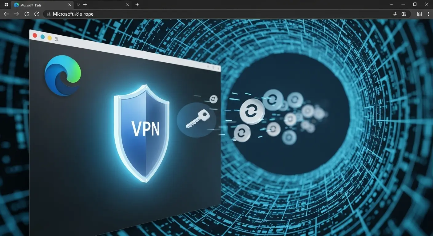 Microsoft EdgeのブラウザとVPN接続のイメージ