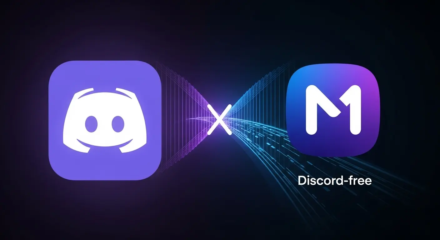 MidjourneyがDiscordからWeb版へ移行し、Discordが不要になることを象徴する橋のイラスト。