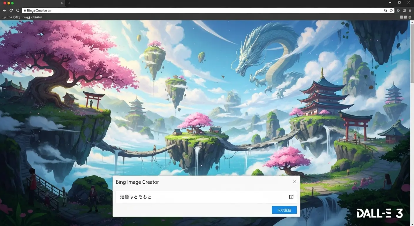 Bing Image Creator（Microsoft Designer）による日本語プロンプト生成の例