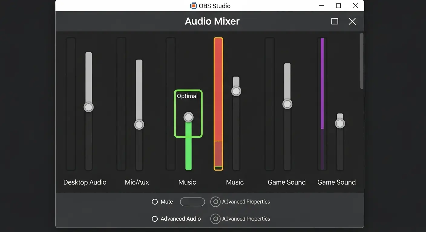 OBS Studioの音声ミキサー画面