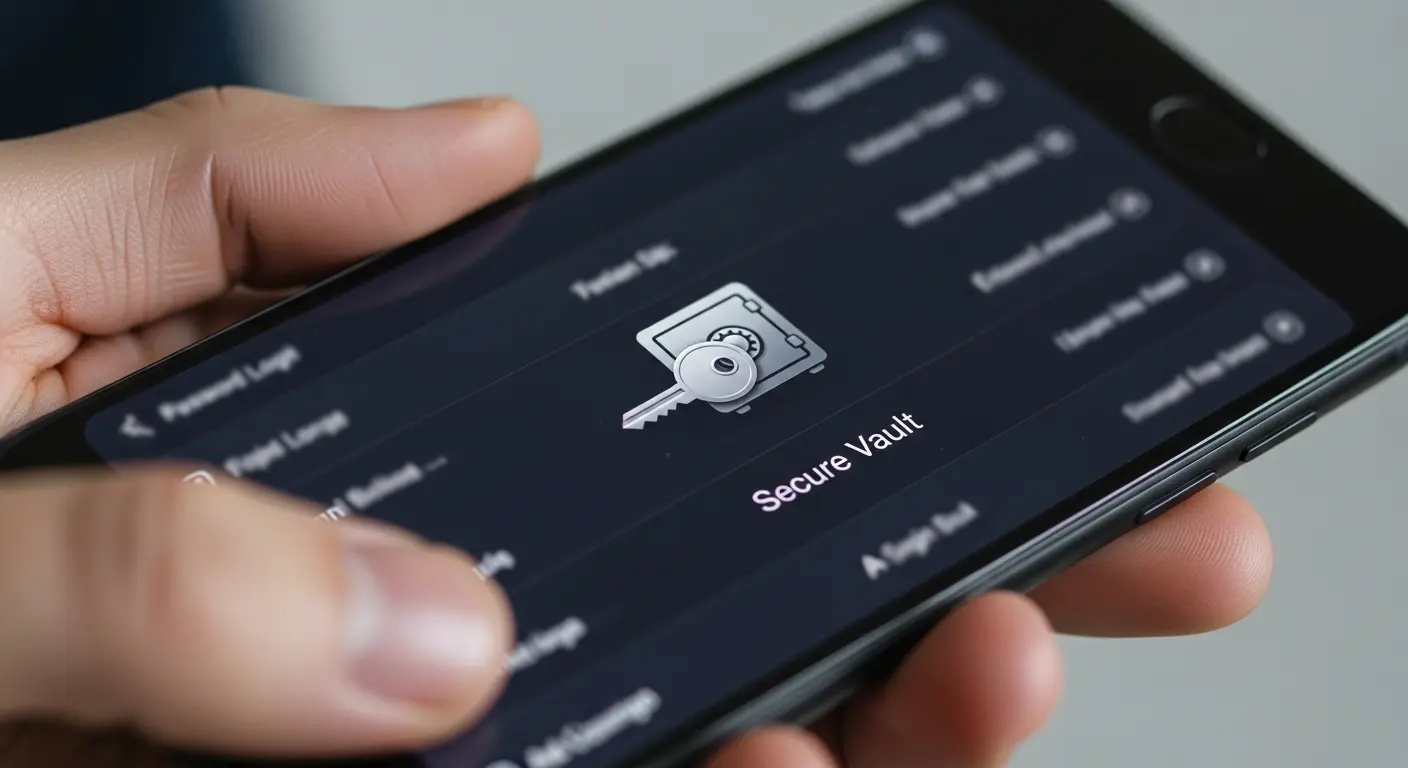スマートフォンでパスワード管理アプリを使用している様子。