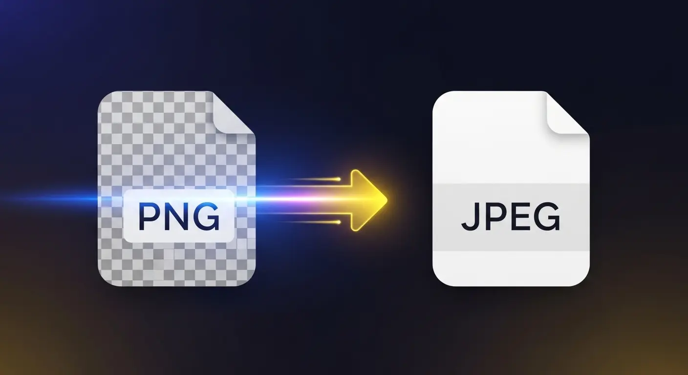 PNGからJPEGへのファイル形式変換を表すアイコン画像