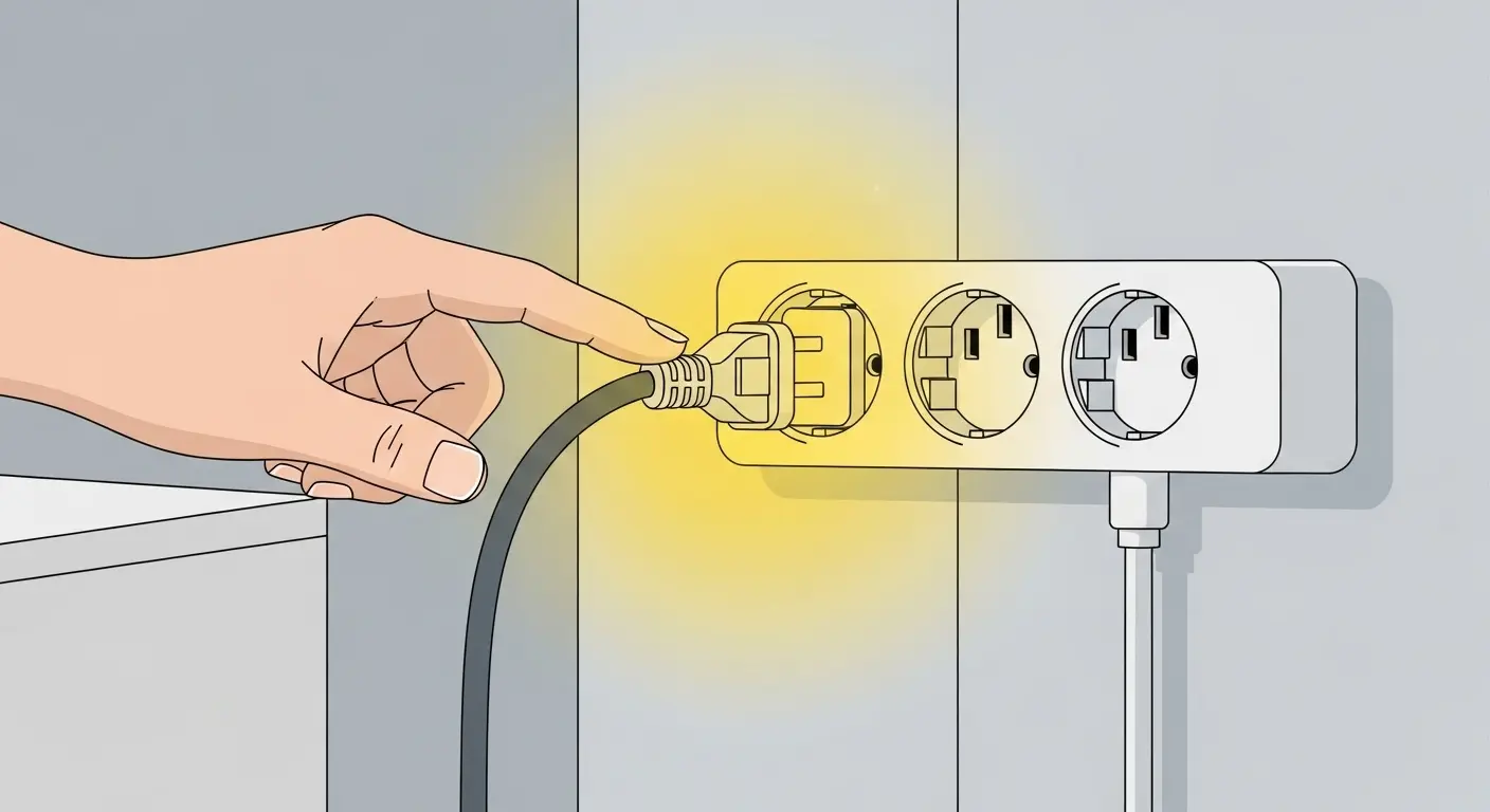 電源ケーブルの接続を確認する手元