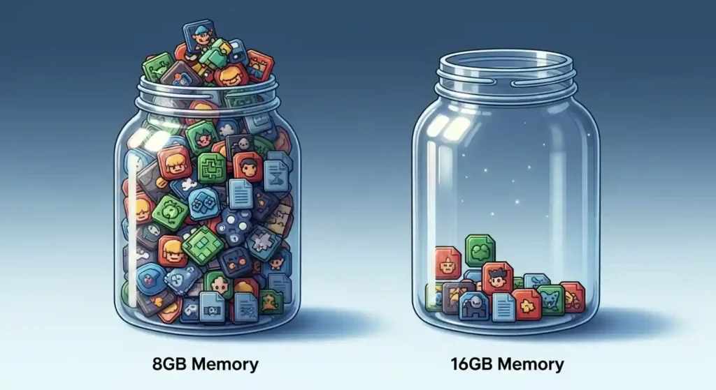 8GBと16GBのメモリ容量
